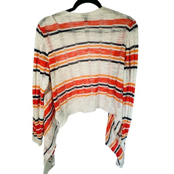 Torrid Open Front Shrug Cardigan Sweater White/Orange Stripe Plus SZ 0 EUC 12/14 - Picture 4 of 8